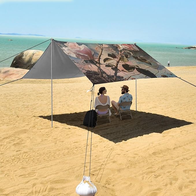 ALAZA Pink Rose Flowers Beach Tent Sun Shelter Portable Canopy Sunshade for Outdoor Camping Picnics Backyard Fun 10x9 ft