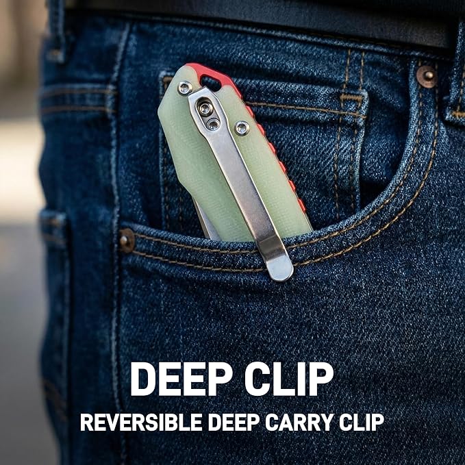 CJRB Gobi G10 Glow in the Dark Handle Folding Pocket Knife 3.5'' AR-RPM9 Steel Blade Manual EDC Knife with Liner Lock for Outdoor Camping Hiking Fishing(J1906-GD)