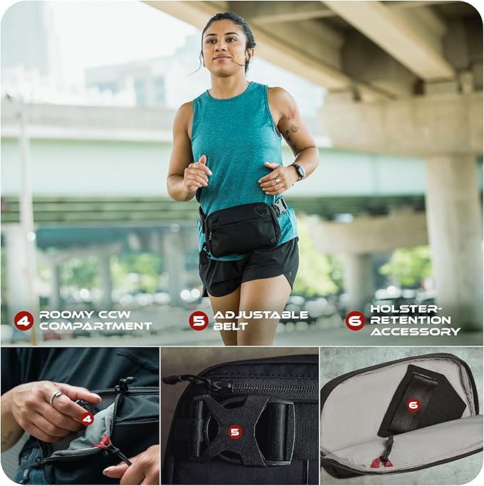 Vertx Everyday Tactical Fanny Pack 2.1-100% Nylon Fanny Pack for Men and Women with CCW-Ready Design and Rapid Access Tab - Black - 2L