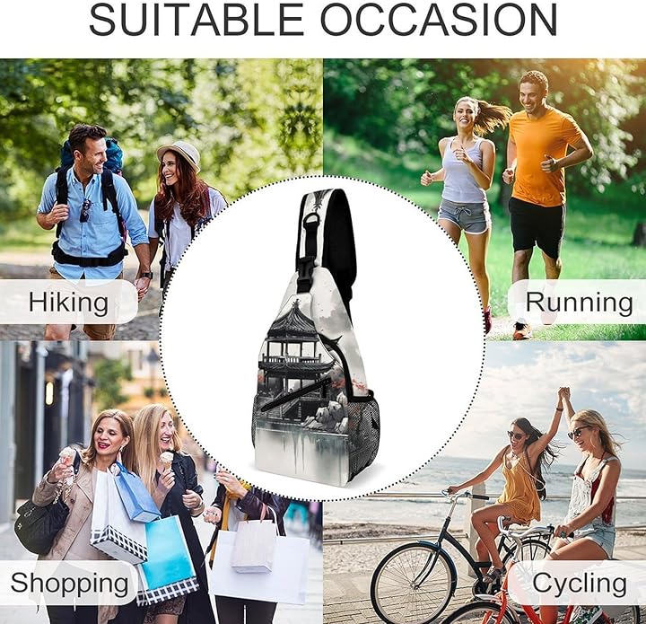 Chest Bag Chest Bag for Men Tactical Running Chests Pack Outdoor Sports Chests Bag Chinese Ink Painting Sling Backpack Women Suitable for Hiking Running Cycling And Shopping