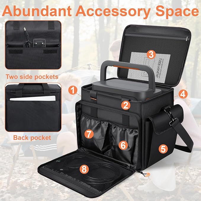 Portable Station Bag Compatible with Jackery Explorer 2000 v2 with Plenty of Room for Accessories Waterproof and Non-slip Bottom and Abrasion-resistant Nylon Fabric