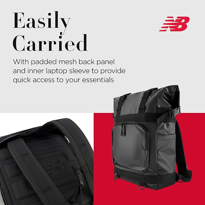 Concept One New Balance Tactical Laptop Backpack Pro Players Performance Bag for Men and Women Black 17.5 Inch