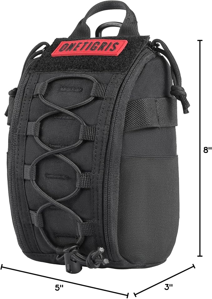 ONETIGRIS IFAK Molle Pouch - Tactical First Aid Bag Medical Admin Pouches Trauma Kit Bag EMT MED Belt Backpack with D-Ring Hook for Outdoor Activities and Emergency Uses (Empty Bag)