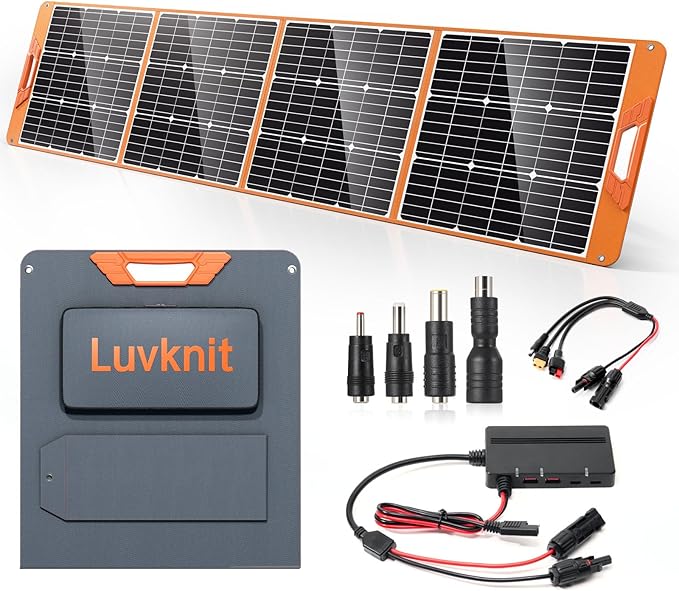 Upgraded 200W Portable Solar Panel for Power Station Generator 18V Foldable Waterproof IP65 Solar Cell Charger with Adjustable Kickstand and MC-4 Cable for Laptop Outdoor Camping Boat Lawn RV Trip