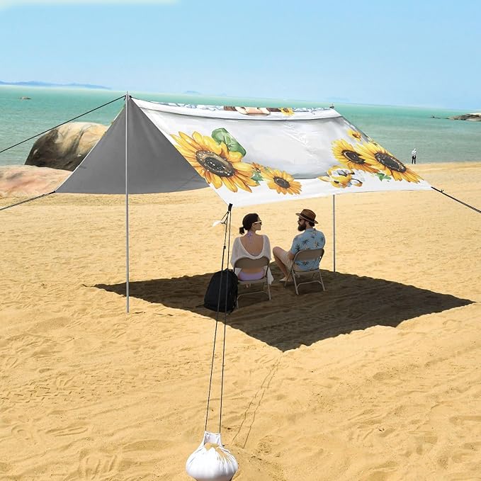 ALAZA Highland Cow Bathroom Beach Tent Sun Shelter Portable Canopy Sunshade for Outdoor Camping Picnics Backyard Fun 10x9 ft