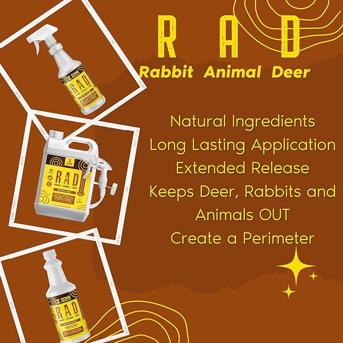 R.A.D. Rabbit Animal Deer Repellent Concentrate – 32oz Natural Formula Keeps Deer Rabbits and Critters Out of Garden and Flower Beds