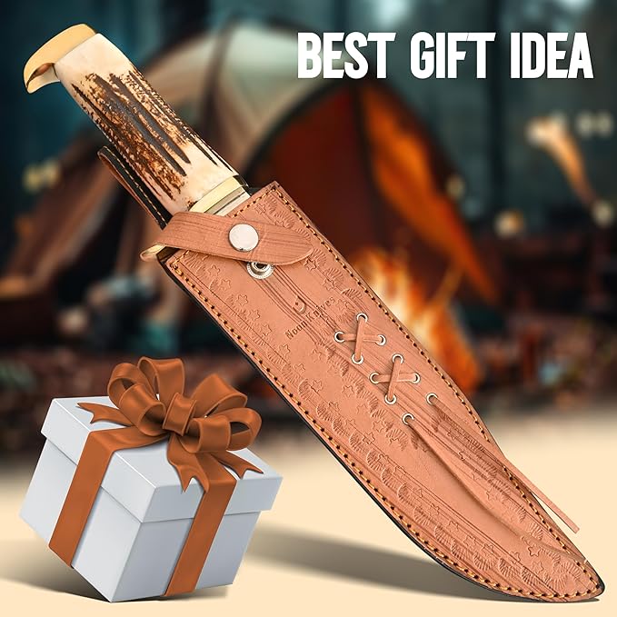 15.5 Hand Made carbon Steel hand forged blade Collectible Bowie Knife Handle Brass clip with (stag horn) (01 stag)
