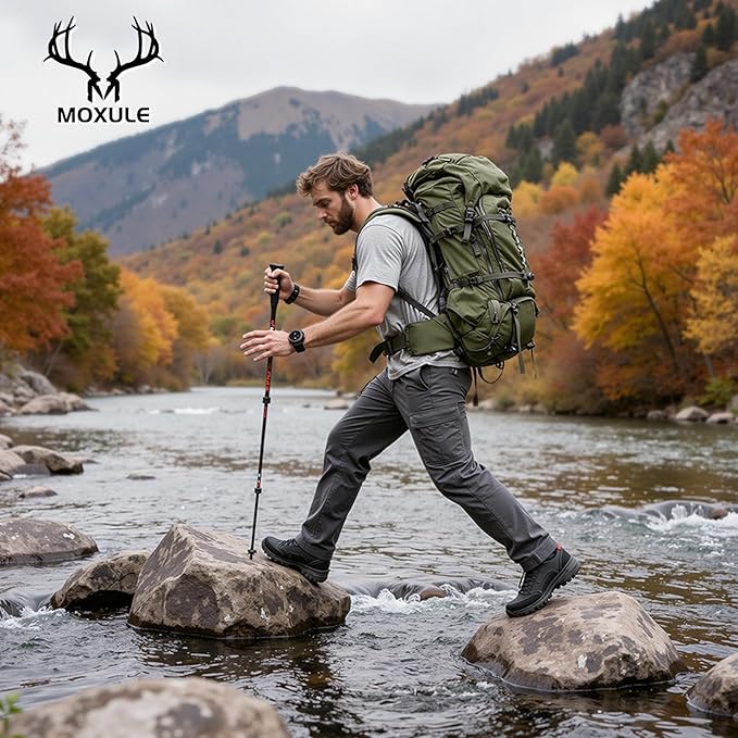MOXULE Pro 3600 Frame Backpack - Meat Hauler Pack with Rain Cover for Outdoor - Lightweight Green