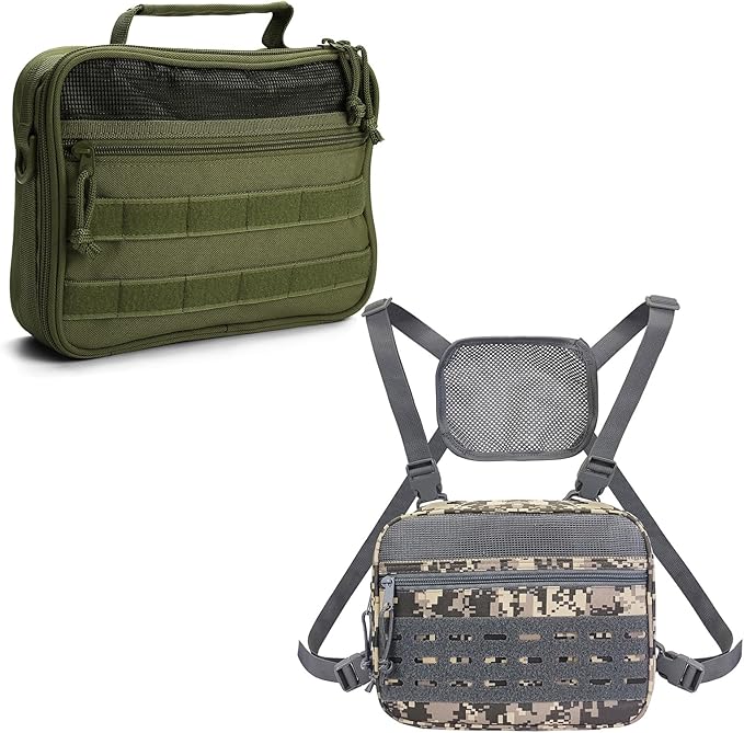 SMONT Buy Army Green Wash Bag and Camo Tactical Chest Pack Combo