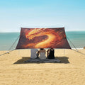 ALAZA Fire Dragon Beach Tent Sun Shelter UPF50+ Protection Beach Shade Canopy w/ 4 Sandbags for Outdoor Camping Fishing Backyard Fun Picnic 10x9 ft