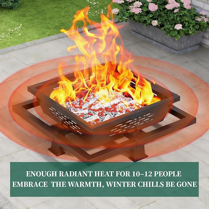 47 Inch Fire Pit for Outside Outdoor Wood Burning Firepit with Poker Heavy Duty Fire Pit for Camping Backyard Patio