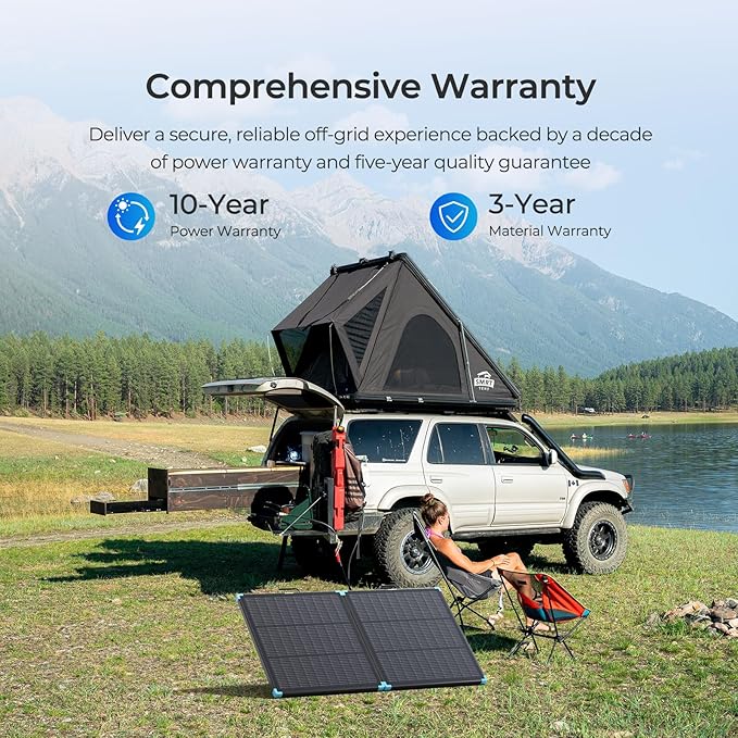 Renogy 100 Watt Solar Panel Suitcase N-Type 100W Portable Foldable Solar Panels 25% High Efficiency with 19% Lighter Fast Setup with Kickstands IP67 Waterproof for RV Camping Off-Grid Blackouts