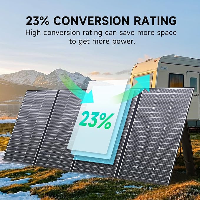 ALLPOWERS SP037 400 watt Solar Panel Foldable Portable Solar Charger with 25% High Efficiency Monocrystalline Cells 400w Solar Panel IP67 Waterproof for RV Camping Motorhome Off-Grid Power Backup