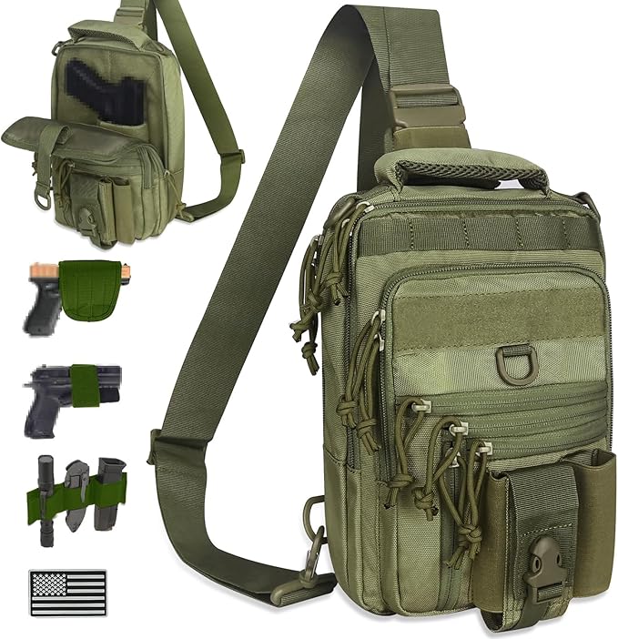 DegeTMVe Dual Pistol Holster Chest Bag Concealed Carry Sling Crossbody Tactical Gun Convertible Backpack Shooting Hunting