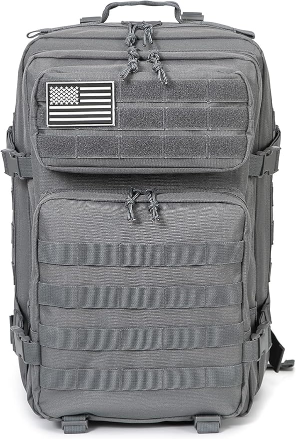 50L Tactical Backpack Training Gym Fitness Bag Outdoor Hiking Camping Army Molle Backpacks for Men Travel (Grey)
