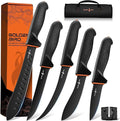 Golden Bird Butcher Knife Set - Non-slip Skinning Knife Set with Roll Bag Professional Game Processing Knives Sets - Butcher &amp Skinning Boning Knives with German Stainless Steel Gift for Men