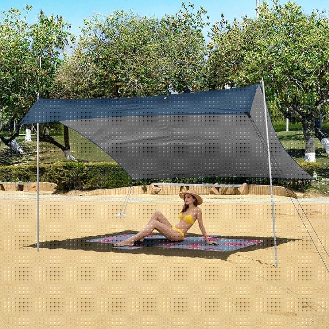 ALAZA Science Brain Beach Tent Sun Shelter UPF50+ Protection Beach Shade Canopy w/ 4 Sandbags for Outdoor Camping Fishing Backyard Fun Picnic 10x9 ft