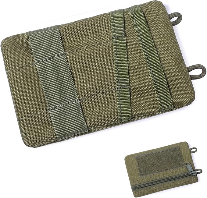 Tactical Compact Pocket Organizer Card Key Coin Everyday Carry Gear Pouch with Neck Lanyard MOLLE Zipper Utility Admin Bag