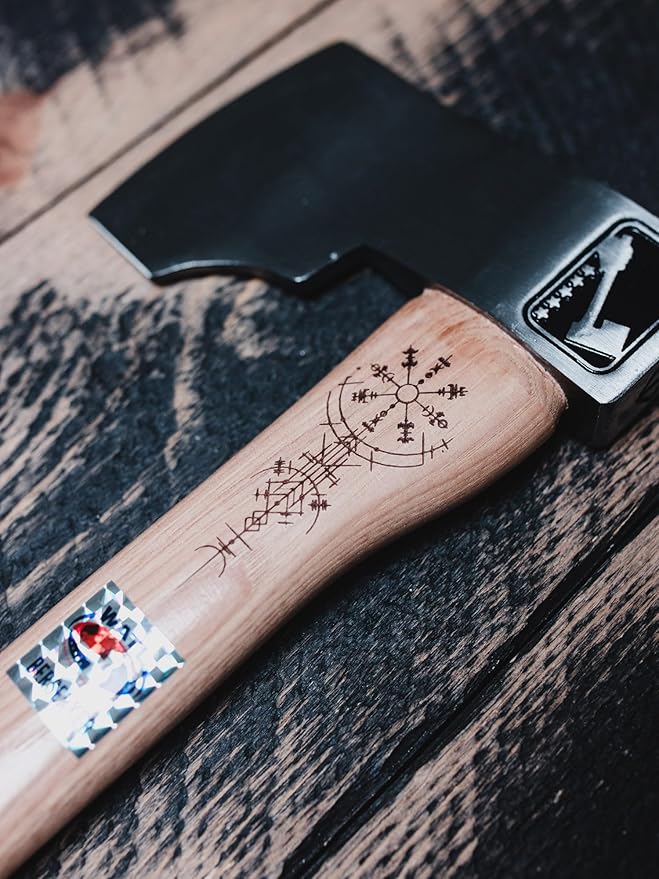 WATL Berserker: World Axe Throwing League Premium Competition Throwing Axe with Nylon Sheath and Nordic Engraved Hickory Wooden Handle
