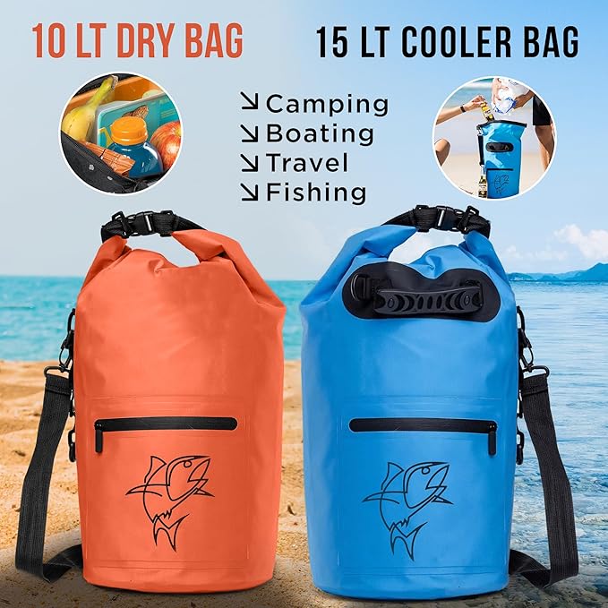 Waterproof Dry Bag Pack - Roll Top Dry Storage Bag for Kayaking Boating Paddle Boarding Beach Trips - Boating Dry Bag - Waterproof Storage Bag - Floating Dry Bag 10l (Orange)
