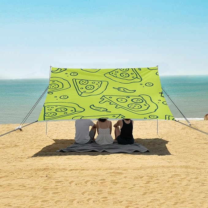 ALAZA Pizza Line Pattern Beach Tent Sun Shelter Portable Canopy Sunshade for Outdoor Camping Picnics Backyard Fun 10x9 ft