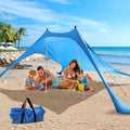 Beach Tent Shade Canopy with UPF50+ Protection Sun Shelter Umbrella Portable Camping Tents with Sandbags Poles and Ground Pegs and Anti-Wind Ropes for Beach Outdoor Camping Backyard Picnics 7.5X7.5Ft