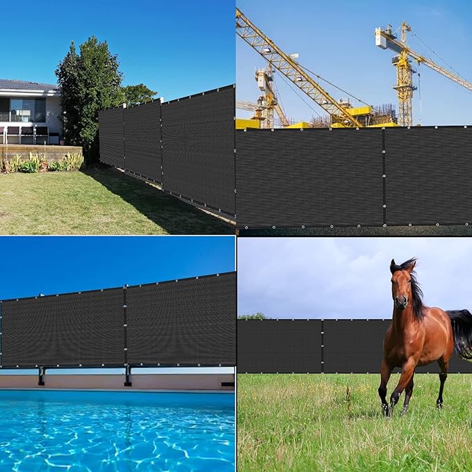 Black 6' x 46' Fence Privacy Screen Commercial Outdoor Backyard Shade Windscreen Mesh Fabric