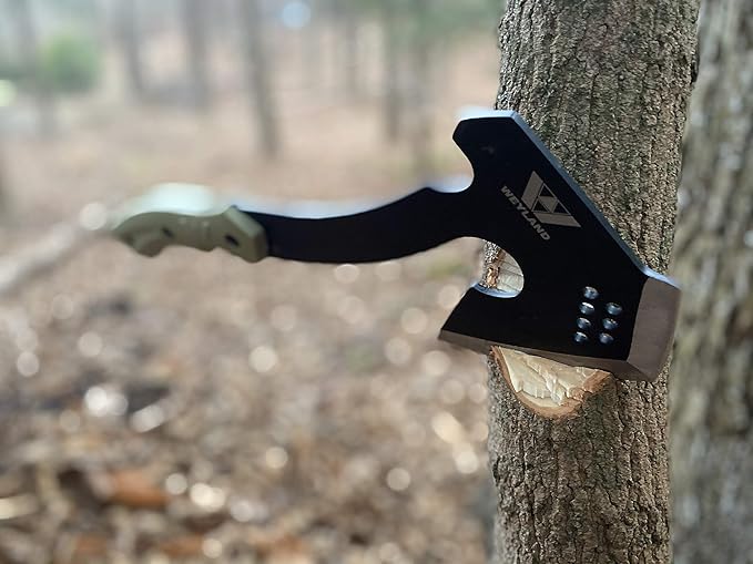 WEYLAND Survival Hatchet &amp Camping Axe with MOLLE Sheath - Small Bushcraft Camping Axes &amp Hatchets for Splitting &amp Chopping Wood Kindling Splitter for Fire Wood Camp Hand Tool