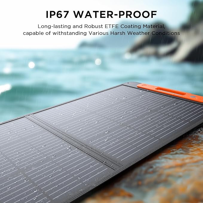 200W Portable Solar Panel for Power Station23.5% Efficiency Mono Foldable Solar Charger with Solar Angle Guide for Jackery/Bluetti/EcoFlow/AnkerIP67 Waterproof for Camping RV Off-Grid Backup