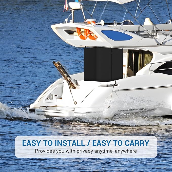 Privacy Tent for Boats 800D Waterproof Fabric Boat Privacy Curtain Pontoons Changing Room with Windproof Sandbags Easy to Install Under Bimini Top 30 D x 27 x W 72 H