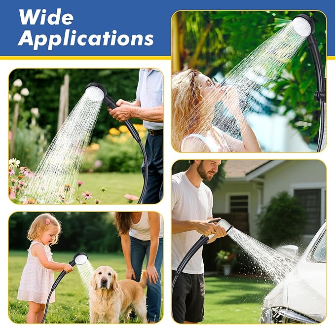 Fohil Portable Shower for Camping 6000mAh Rechargeable Portable Outdoor Shower with Digital Display IPX7 Waterproof Outdoor Camp Pump for Camping Beach Hiking Travelling Pet Cleaning