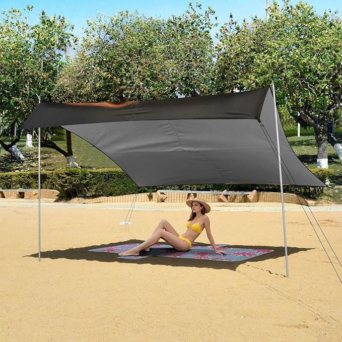 ALAZA Puppy Dog on Dark Beach Tent Sun Shelter Portable Canopy Sunshade for Outdoor Camping Picnics Backyard Fun 10x9 ft