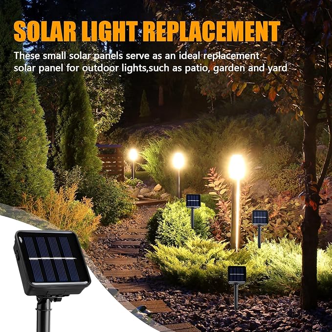 Tellegloww 6 Set Replacement Solar Panel 1.2v 600ma Replacement Parts for Solar Lights with 6.56ft Power Cord Waterproof Solar Panel for Outdoor Lights Solar Flower Lights Garden Landscape Patio Decor