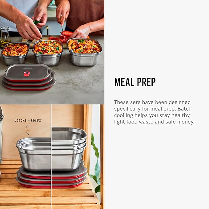 BLACK + BLUM Microwavable Stainless Steel Lunch Box | Multi-Function Vacuum Sealed Container for Healthy Food | Portable and Stackable Food Storage for Office and Outdoor | 30 oz / 900ml