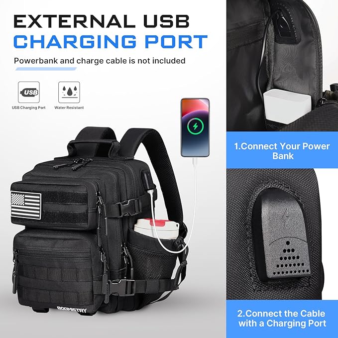 Boomistry 15L Mini Tactical Backpack Small Tactical Backpack for Men and Women Military Backpack for Gym Hiking Daily (Black-15L)