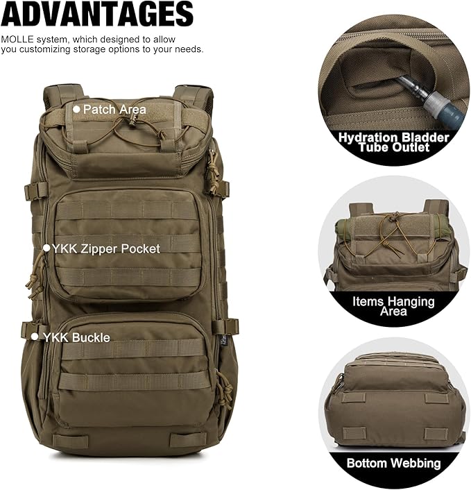 Mardingtop Tactical Backpacks Molle Hiking daypacks for Motorcycle Camping Hiking Military Traveling25L Backpack