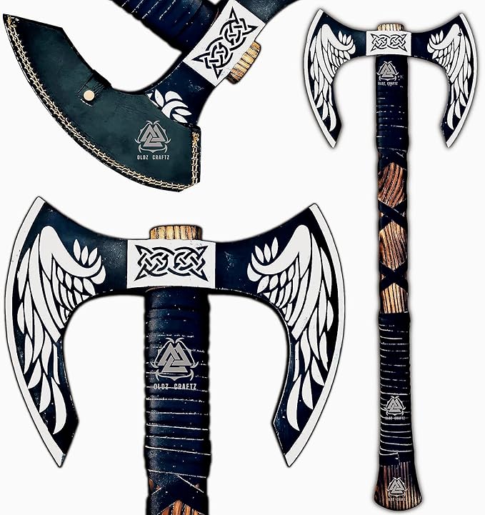 OLDZ CRAFTZ-Handmade Two handed large Berserker Axe Large Norse AxeScandinavian Style Viking Double Sided Axe Dane Axe double headed ax Functional Viking Battle Birthday Gift