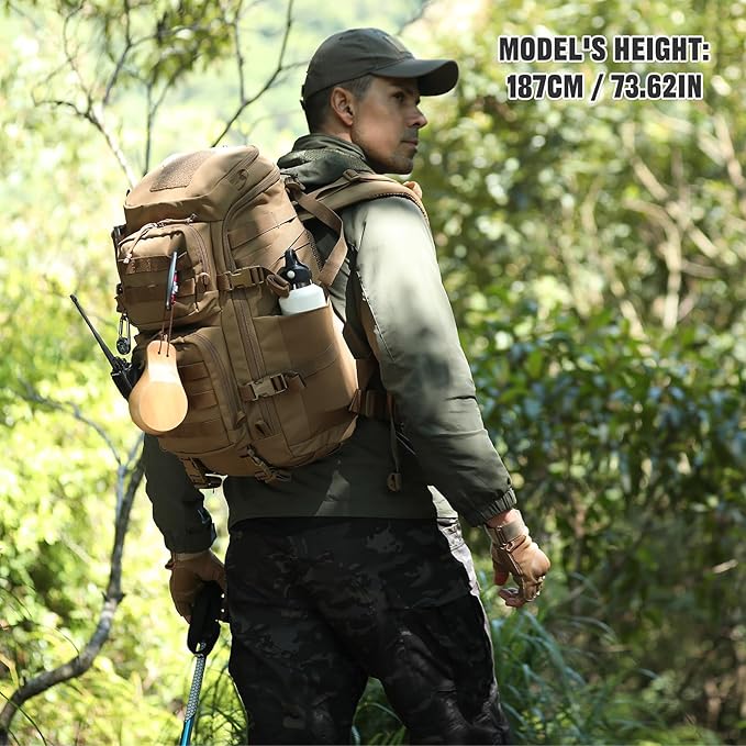 45L Tactical Backpack Military Molle Backpack with 17 Laptop Compartment Survival Large Hiking Travel Rucksack for Outdoors