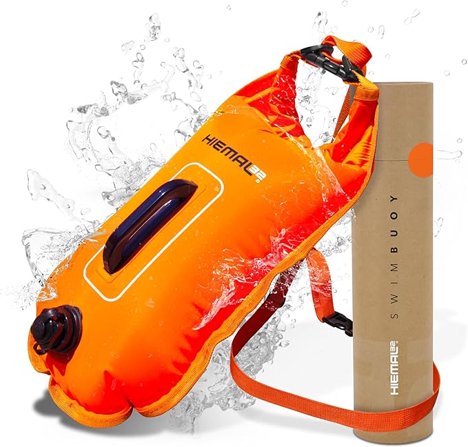 Swim Buoy for Open Water with Dry Bag 15L - Fully Waterproof Swim Bubble - Be Safe with Higher Visibility Toughened Nylon and Rest Handle Swimming Buoy - Open Water Buoy for All Season Swimmers