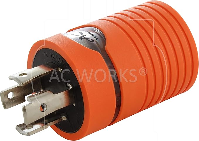 AC WORKS 30Amp 4 Prong 125/250Volt L14-30P Locking Plug to L14-20R 20Amp 4 Prong 125/250Volt Locking Female Generator Adapter (Compact)