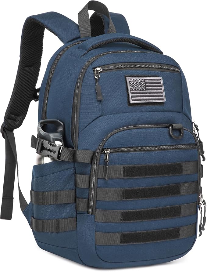25L Military Tactical Backpack for Men - Molle Army 3 Days Assault Pack Out Bag Hiking Rucksack (Blue 25L)