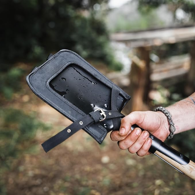 Boker Plus® Shovel M1874 - German Field Spade with Wooden Handle - Army Short Spade Based on Historic Pioneer Spade - Short Outdoor Shovel with Bag for bushcraft Camping and Survival Equipment