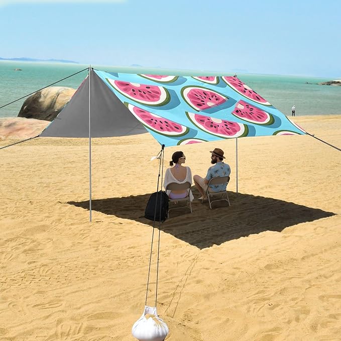ALAZA Watermelon Tile Blue Pattern Beach Tent Sun Shelter Portable Canopy Sunshade for Outdoor Camping Picnics Backyard Fun 10x9 ft