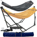 Tranquillo Combo x2 Hammocks with Stand for Outside &amp Tree Straps Heavy Duty Hammock with Stand 600lbs for Indoor Outdoor Patio Backyard x2 Hammocks for 2 Person (Combo - Yellow Medium)