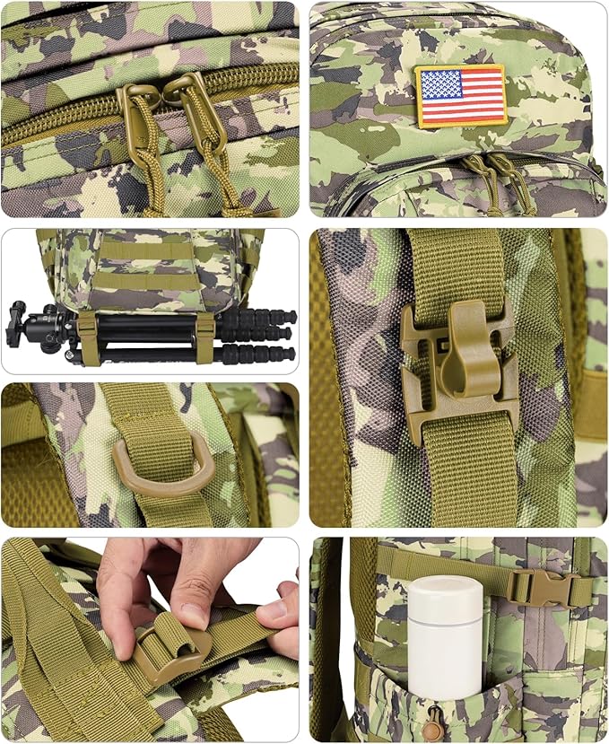 EZshoot 40L Tactical Backpack Military Backpack for Men Women Army Molle Rucksack Assault Pack Bug Out Bag Large Daypack (Auriclash)