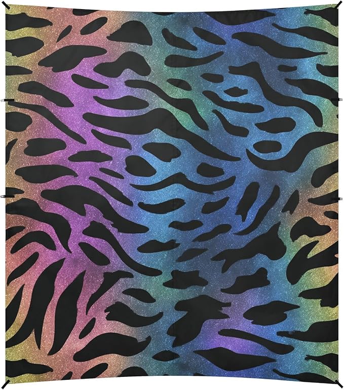 ALAZA Rainbow Leopard Print Cheetah Beach Tent Sun Shelter UPF50+ Protection Beach Shade Canopy w/ 4 Sandbags for Outdoor Camping Fishing Backyard Fun Picnic 10x9 ft