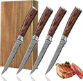 Wakoli EDIB 4-Piece Damascus Steak Knife Set – Professional Dining Kitchen Knives with VG10 Core Blades 67-Layer Damascus Steel &amp Ergonomic Pakkawood Handles – Premium Steak Cutlery in Gift Box