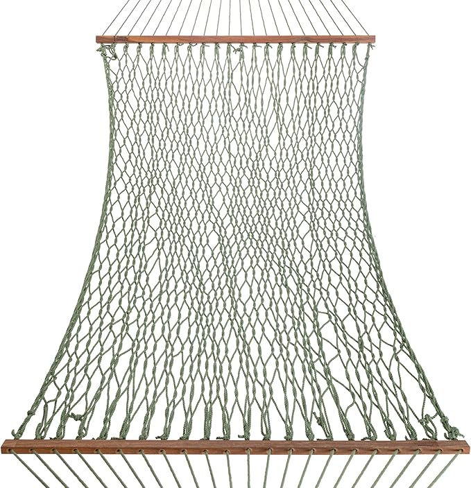 Hatteras Hammocks Small Meadow DuraCord Rope Hammock – 11 ft. x 45 in. 450 lb Capacity Cumaru Spreader Bar Zinc-Plated Hardware Handcrafted in The USA