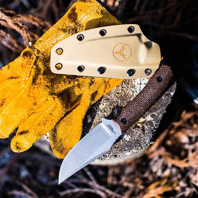Spark Fixed Blade Knife with Sheath Micarita Handle Full Tang Outdoor Hunting Camping Survival Knife (Brown Micarita Handle)