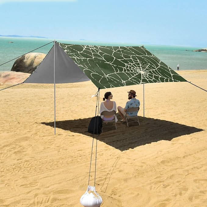 ALAZA Web Beach Tent Sun Shelter Portable Canopy Sunshade for Outdoor Camping Picnics Backyard Fun 10x9 ft